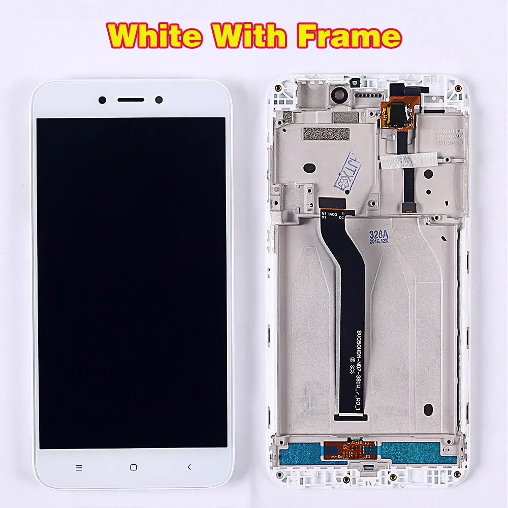 ЖК-дисплей для Xiaomi Redmi 5A, 5,0 дюймов, дигитайзер, сенсорное Стекло в сборе, протестированная рамка для сенсорного экрана для Redmi 5A, экран - Цвет: White with Frame
