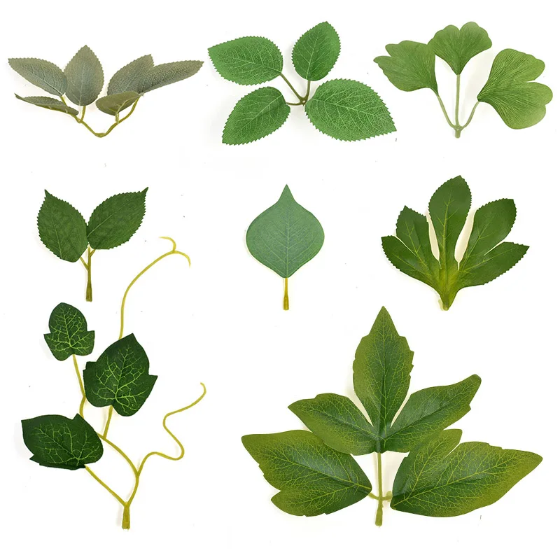 10Pcs Cheap Green Fake Leaves Decor Flowers For Home Wedding DIY Garden Yard Fake Flowers Accessories Artificial Plants Leaves images - 6