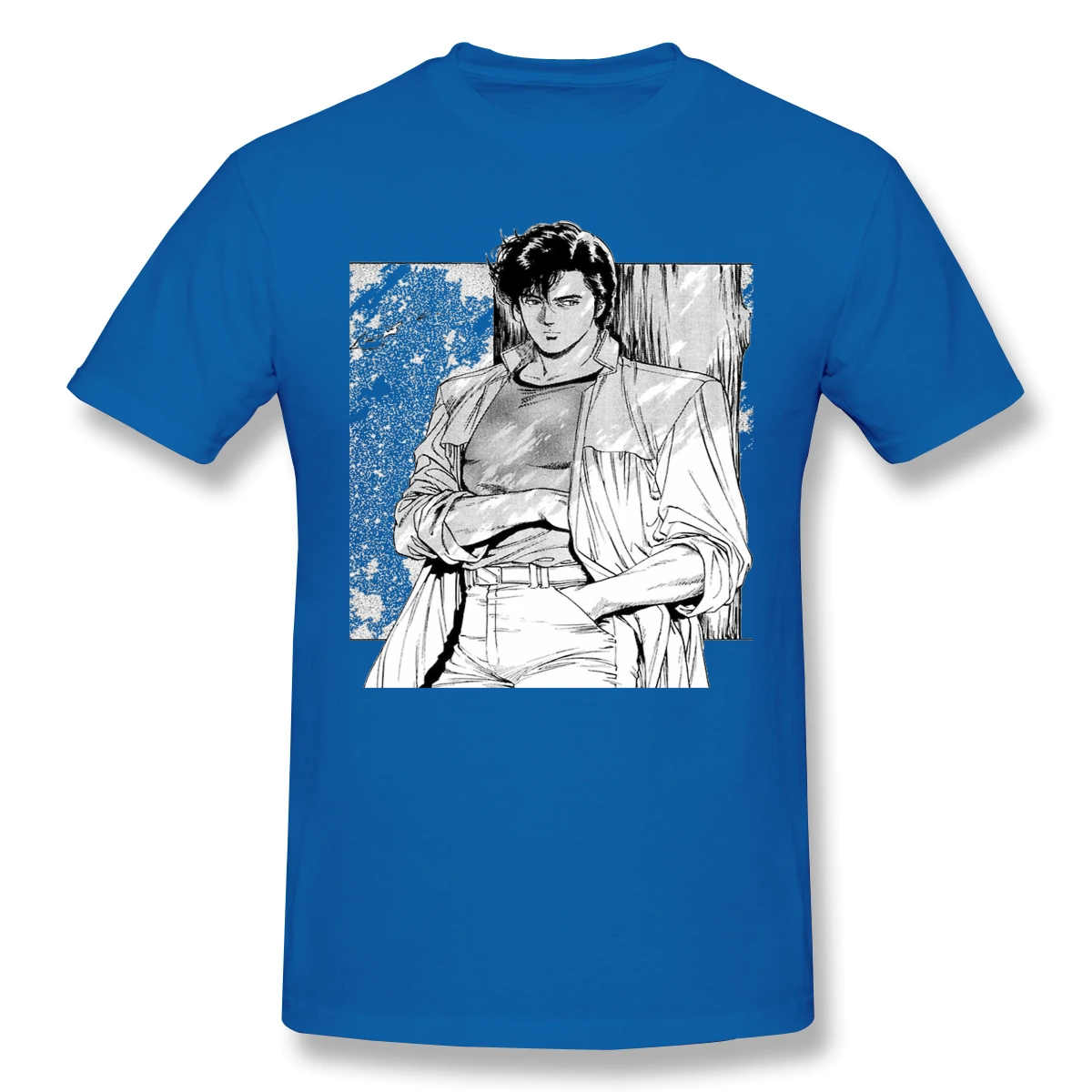 City Hunter - Ryo Saeba художественная черная футболка с коротким рукавом | Мужская одежда