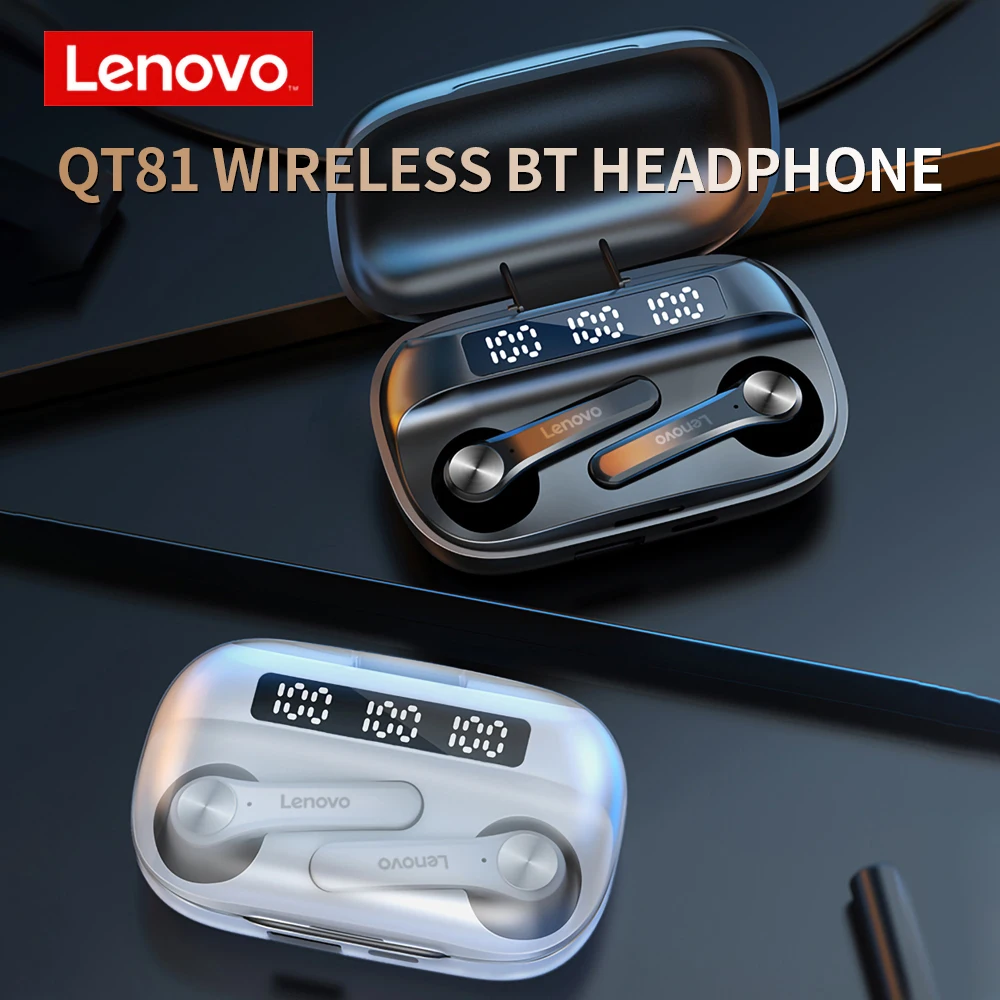Беспроводные Bluetooth наушники Lenovo QT81 стерео звуковые IPX4 водонепроницаемая