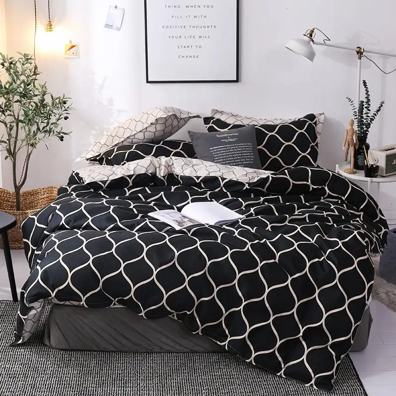 

50 Bedding Set Super King Duvet Cover Sets 3pcs Marble Single Swallow Queen Size Black Comforter Bed Linens Cotton 200x200
