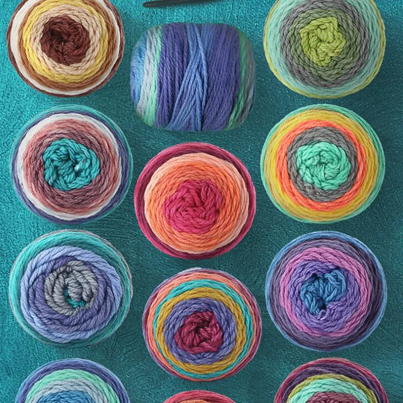 Радужная сегментная окрашенная пряжа 200 г/мяч для торта шерстяная сделай сам