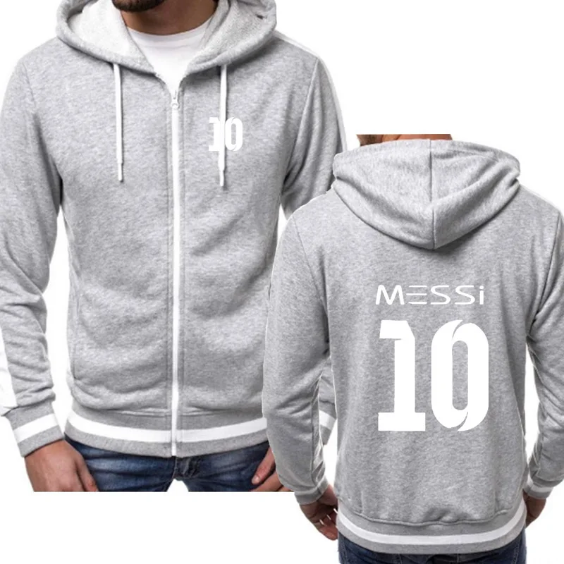 Толстовки мужские Messi 10 Весна Осень Толстовка уличная флисовая куртка на молнии с