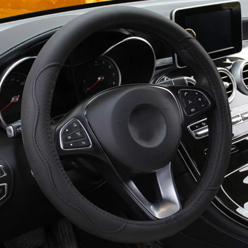 6 цветов рулевого колеса автомобиля крышки Универсальный Автомобильный Volant Кожаная оплетка на руль рулевого колеса, с нескользящей подошвой, принципиально Авто Стайлинг