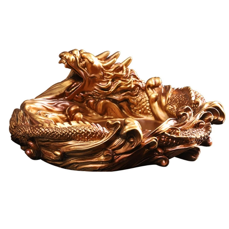 

Пепельница с китайским драконом, декоративная полимерная настольная пепельница для дома, гостиной, офиса, Пылезащитная пепельница, подарок