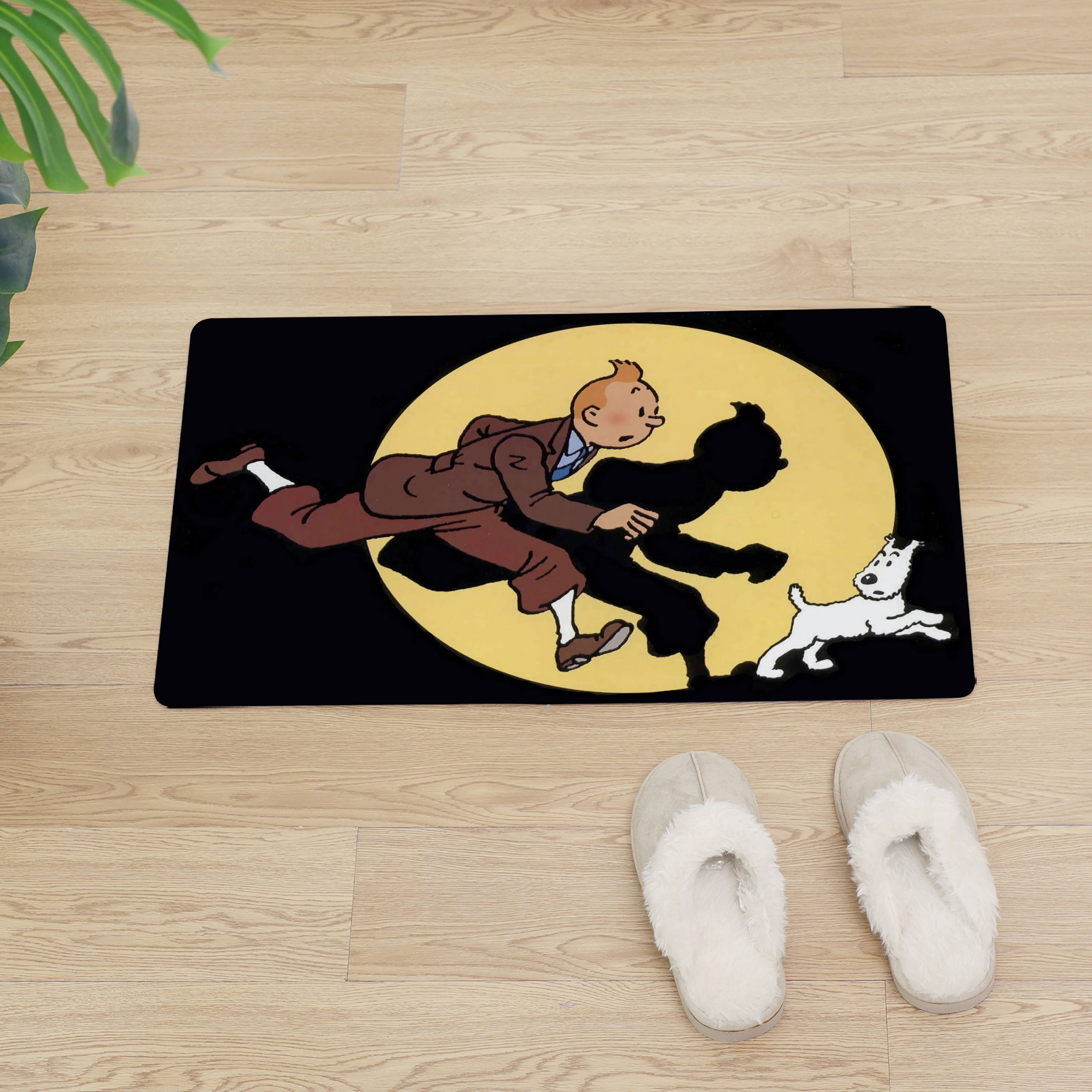 Мультяшный Tintin коврик для входной двери, Противоскользящий коврик для пола, маслостойкий кухонный ковер, коврик аниме, легко чистится, коврик для двери из ПВХ