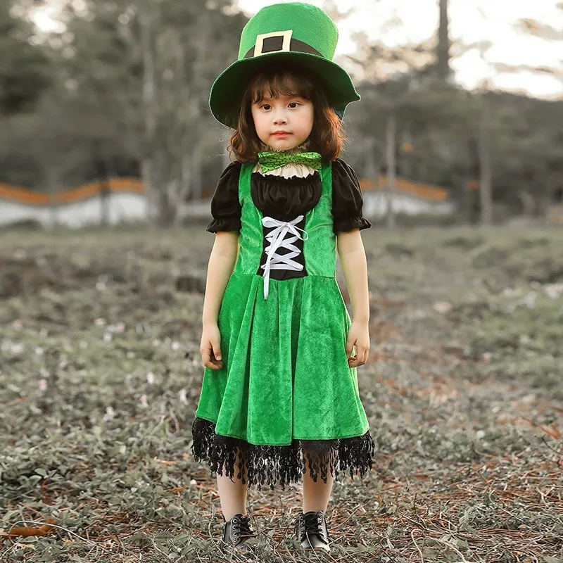 Ирландское народное танцевальное платье костюм Лепрекона эльфа на День Святого