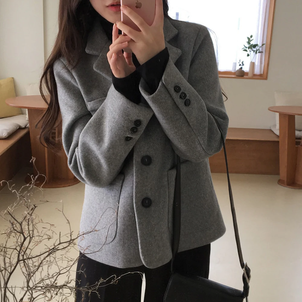 

Woman Autumn Winter Short Cashmere Coat Female Woolen Coat Jacket Overcoat Short Outwear Blends Casaco Feminino