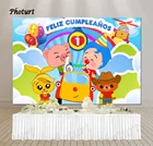 Фотофон для детских дней рождения, Радужный Виниловый фон для фотосъемки с изображением свиньи и медведя, реквизиты-украшения