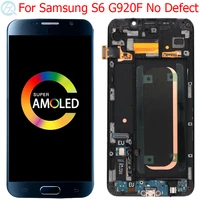 original super amoled lcd for samsung galaxy s6 display with frame 5 1 s6 sm g920f lcd touch screen glass panel no defect