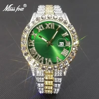 missfox hip hop lover watches for men or women big dial watch luxury diamond quartz mens waterproof wristwatch dropshipping 2021