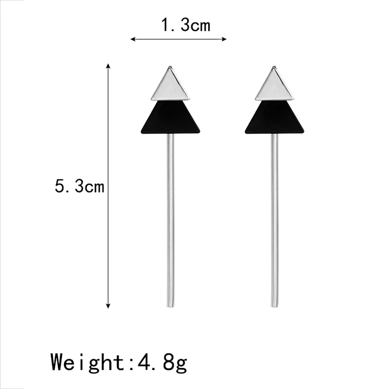 

ZHEN TOMOMI Korean Cute Metal Rod Pendientes Geometric Black Triangle Stud Earrings For Women 2021 New Trend Fashion Jewelry