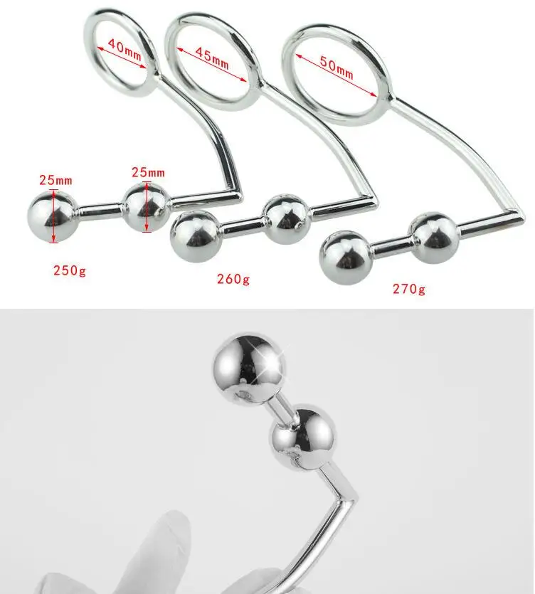 

Latest Male Stainless Steel Anal Hook With Two Bead Anus Plug Cock Penis Ring Chastity Devices Adult Bdsm Sex Toy Product