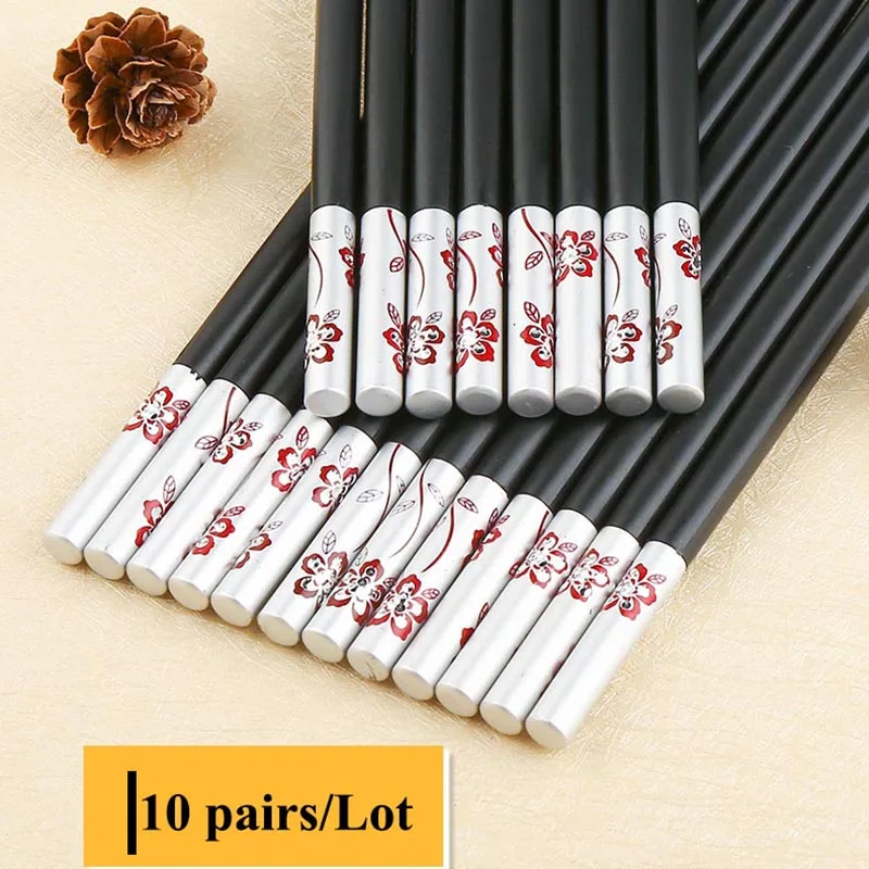 10 пар корейских палочек для еды нескользящий сплав японский набор домашняя
