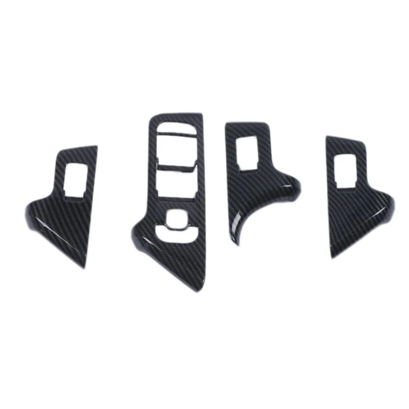 

NEW-4Pcs Carbon Fiber ABS Window Switch Panel Cover Trim for Mercedes Benz GLA Class H247 2020-2021 Decoration Stickers