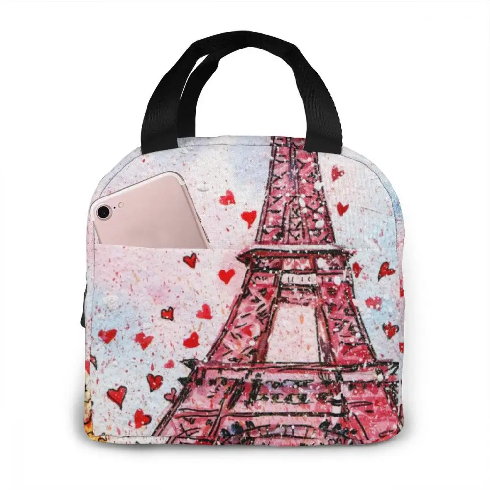 

Vintage Watercolor Paris France Eiffel Tower Cooler Lunch Box Portable Insulated Lunch Bag Thermal Food Picnic Lunch Bags