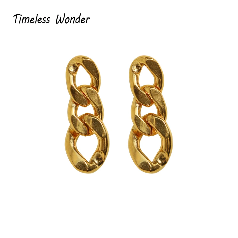 

Timeless Wonder Titanium Geo Chained Statement Drop Earrings Women Stainless Steel Jewelry Top Punk Gothic Trendy Hip Hop 1666