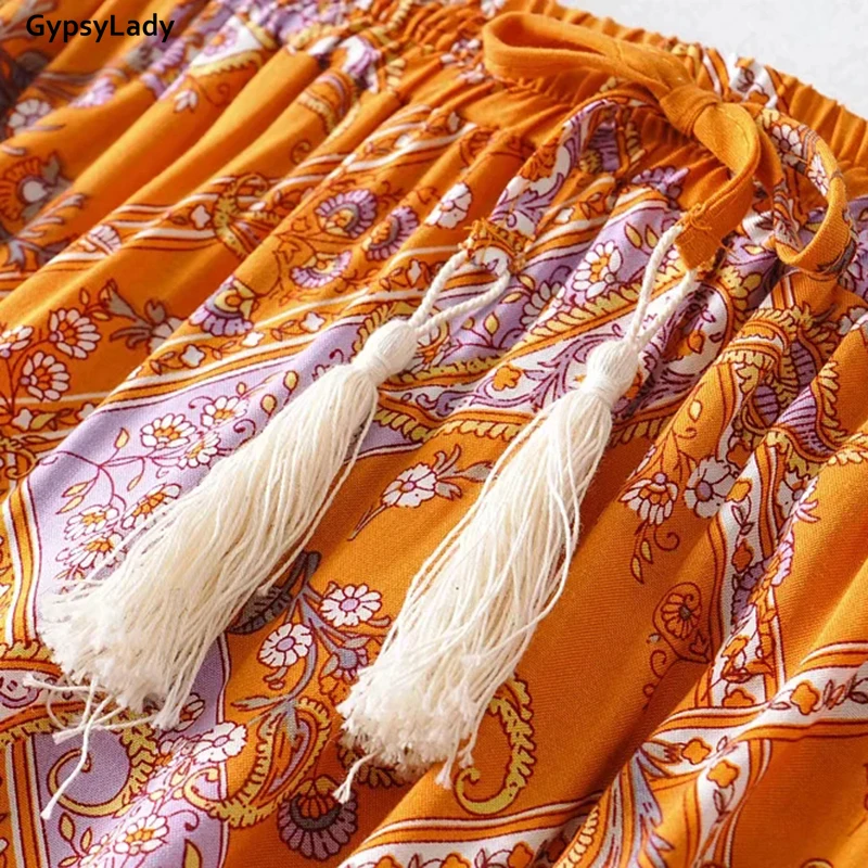 Женская винтажная юбка макси GypsyLady Пляжная плиссированная с цветочным принтом и