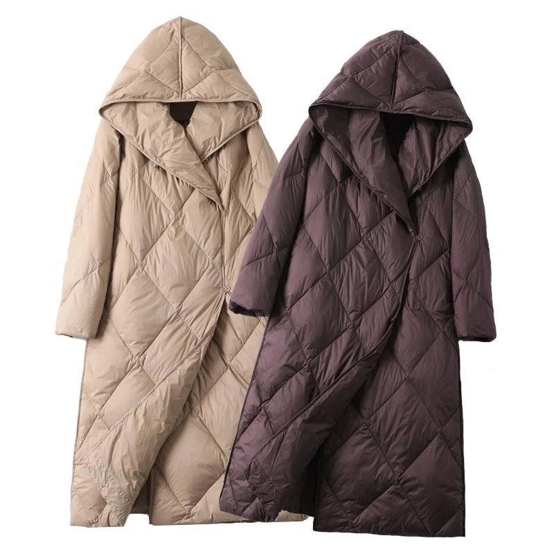 2022 Women's Winter Down Jacket Coats Women Light Ultra Long Warm Puffer Jacket Hooded Down Parka Female Outerwear Clothing