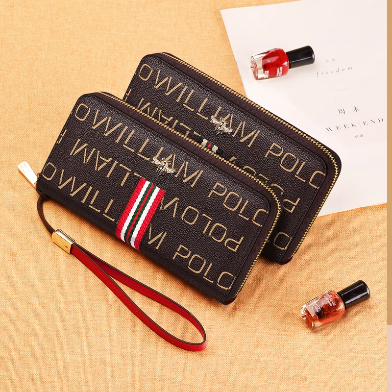 WILLIAMPOLO Women Wallets with Zipper Phone Pocket Purse Card Holder Patchwork Women Long Wallet Lady Tassel Short Coin Purse