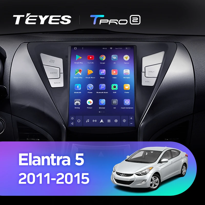 TEYES TPRO 2 Штатная магнитола For Хендай Элантра 5 JK GD MD UD Hyundai Elantra 2011 - 2015 Tesla style screen