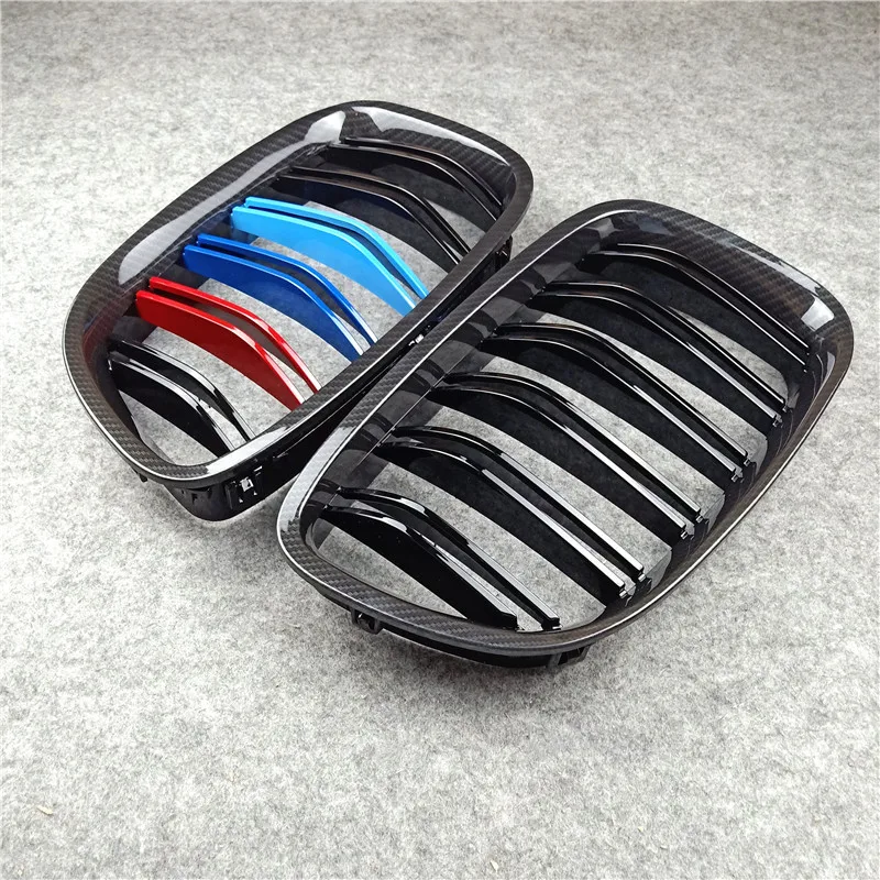 

1 Pair Front Bumper Mesh Grille For 5 series GT F07 2009-2016 ABS Material Carbon look Glossy Black /Glossy M color Car Grilles