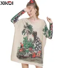 XIKOIзимние свитера больших размеров для женщин; Теплый длинный пуловер; Платья; Модный Милый джемпер с принтом для девочек; Вязаные свитера; Pull Femme