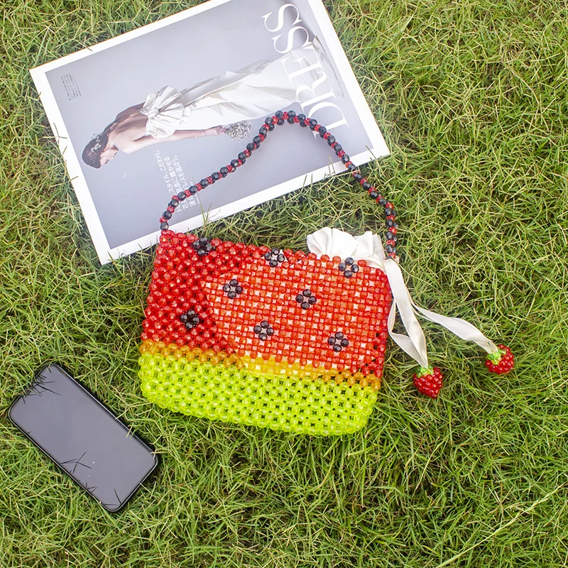 Женская сумка с бусинами ручной работы новая плетеная Сумка летняя мини