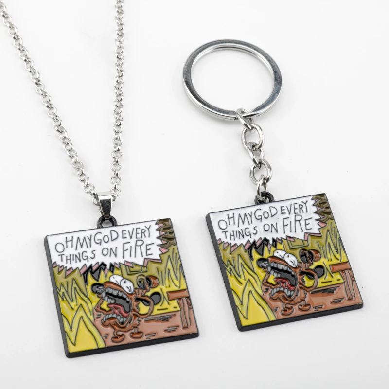 

Oh My God Everything on Fire Cartoon Women Necklace This in not Fine кулон Chains цепи брелок Aesthetic Choker Jewelry Gift