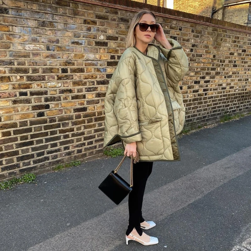 

Warm Parka Coats 2021 Autumn Winter Women's Loose Jackets Outwear Oversize Jacket Female Cotton Coat Long Sleeve Parkas Green