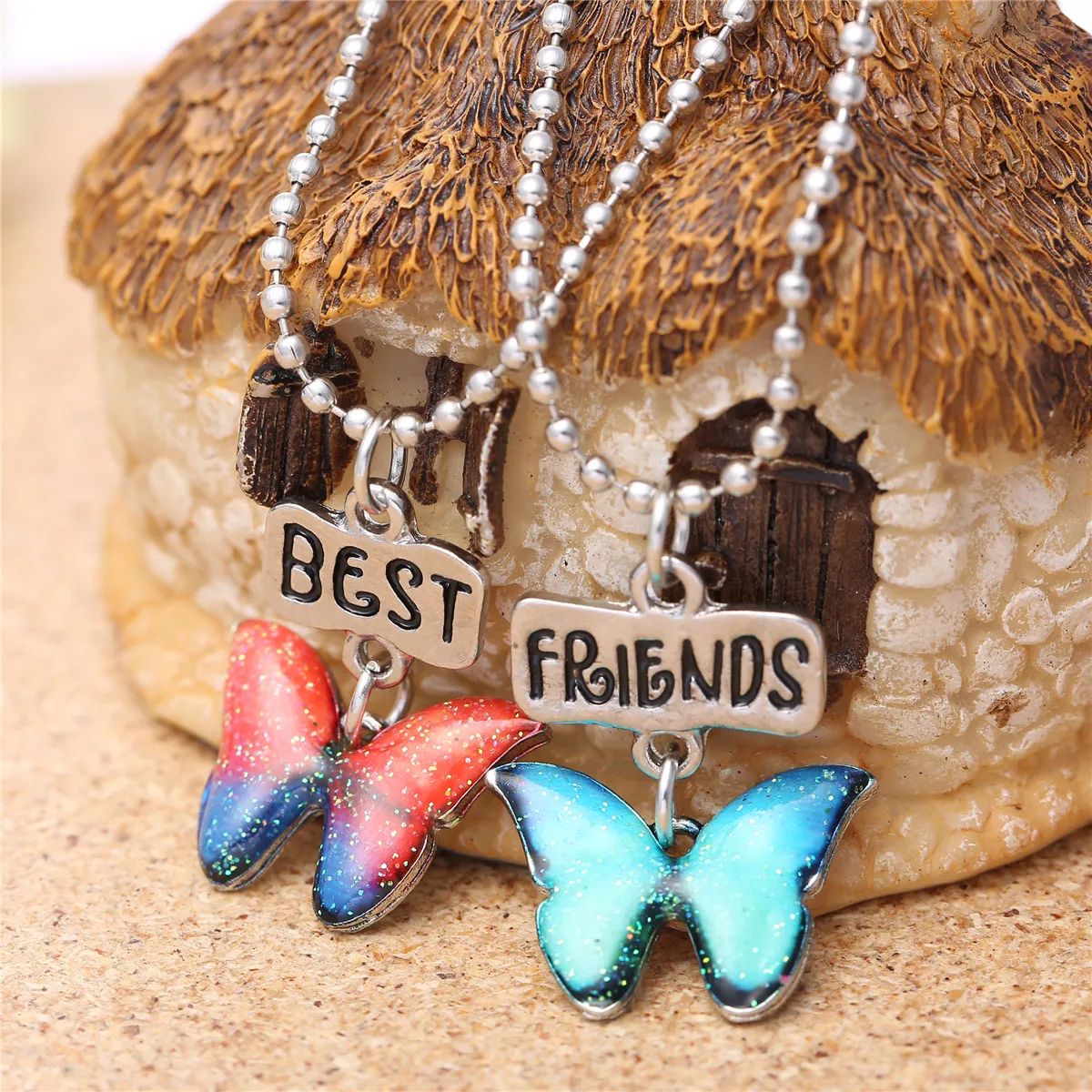 2 шт./компл. подвеска с изображением бабочек и надписей Best Friends детская