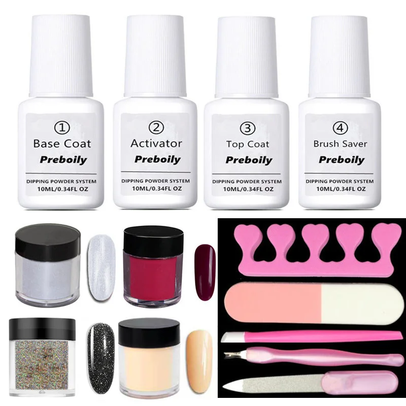 13pcs Set6 4 шт./компл. погружения Системы набор для ногтей Nail Art порошок погружения с Dip база активатор вставка из жидкого геля для ногтей Цвет натуральный сухой без лампа для лечения Ногтей - Цвет: 13pcs Set6