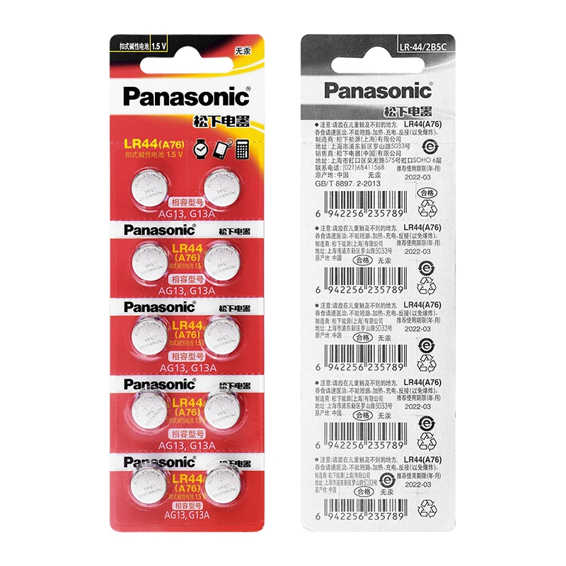 4 шт./лот PANASONIC оригинальные LR44 A76 1 5 V щелочные батареи AG13 SR1154 357 Кнопочная батарея 0%