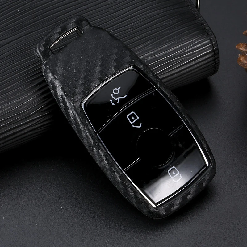 Чехол для ключей из углеродного волокна силикагеля для Mercedes Benz E-Class E43 W213E300E400 седан автомобильный брелок