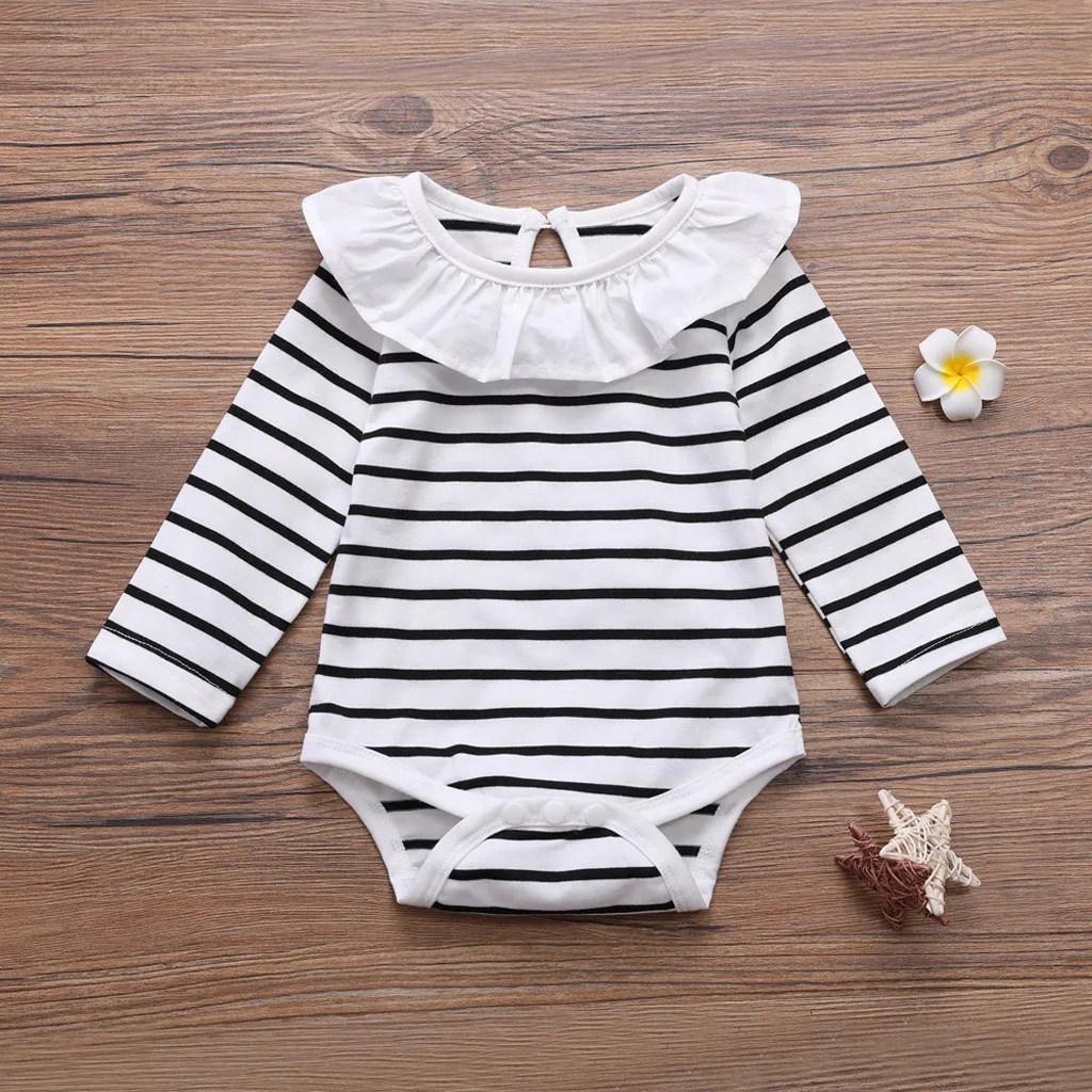 Одежда для маленьких девочек одежда в полоску с длинными рукавами и круглым