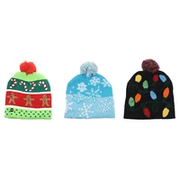 adult kids christmas led light knitted hat knit cap party colorful light adult kids warm hat