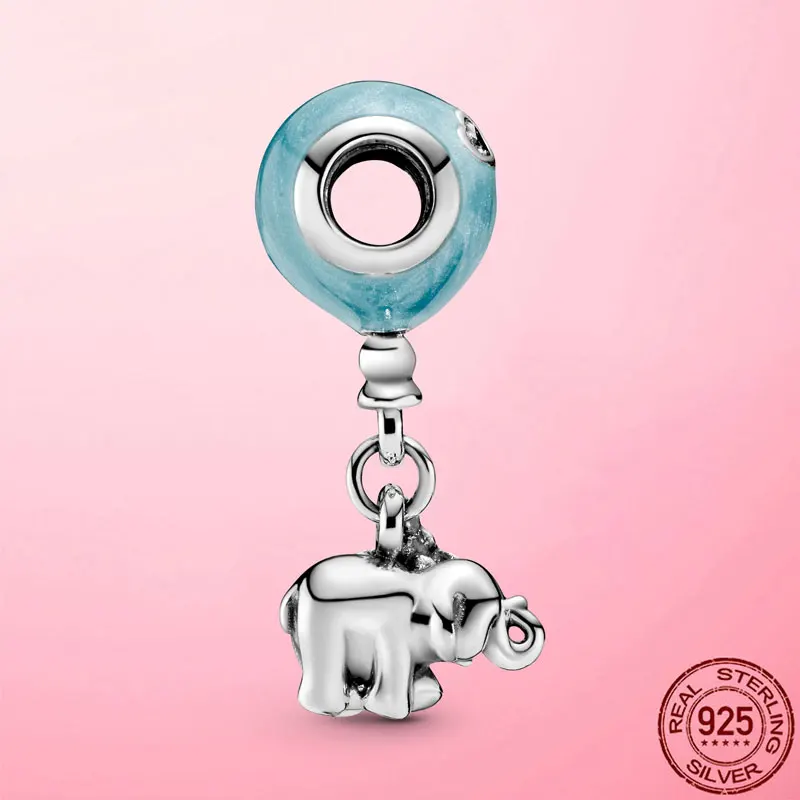 

Animal Collection 925 Sterling Silver Elephant Blue Balloon Dangle Charm Beads Fit Original Pandora Bracelet Silver 925 Jewelry