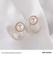 2021 korean new simple geometry sued earrings fashion temperament sweet pearl flower earrings female romatic jewelry accessory