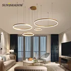 Современная светодиодная люстра, круглая лампа для гостиной, спальни, столовой, кухни, подвесной светильник, 110 В, 220 В