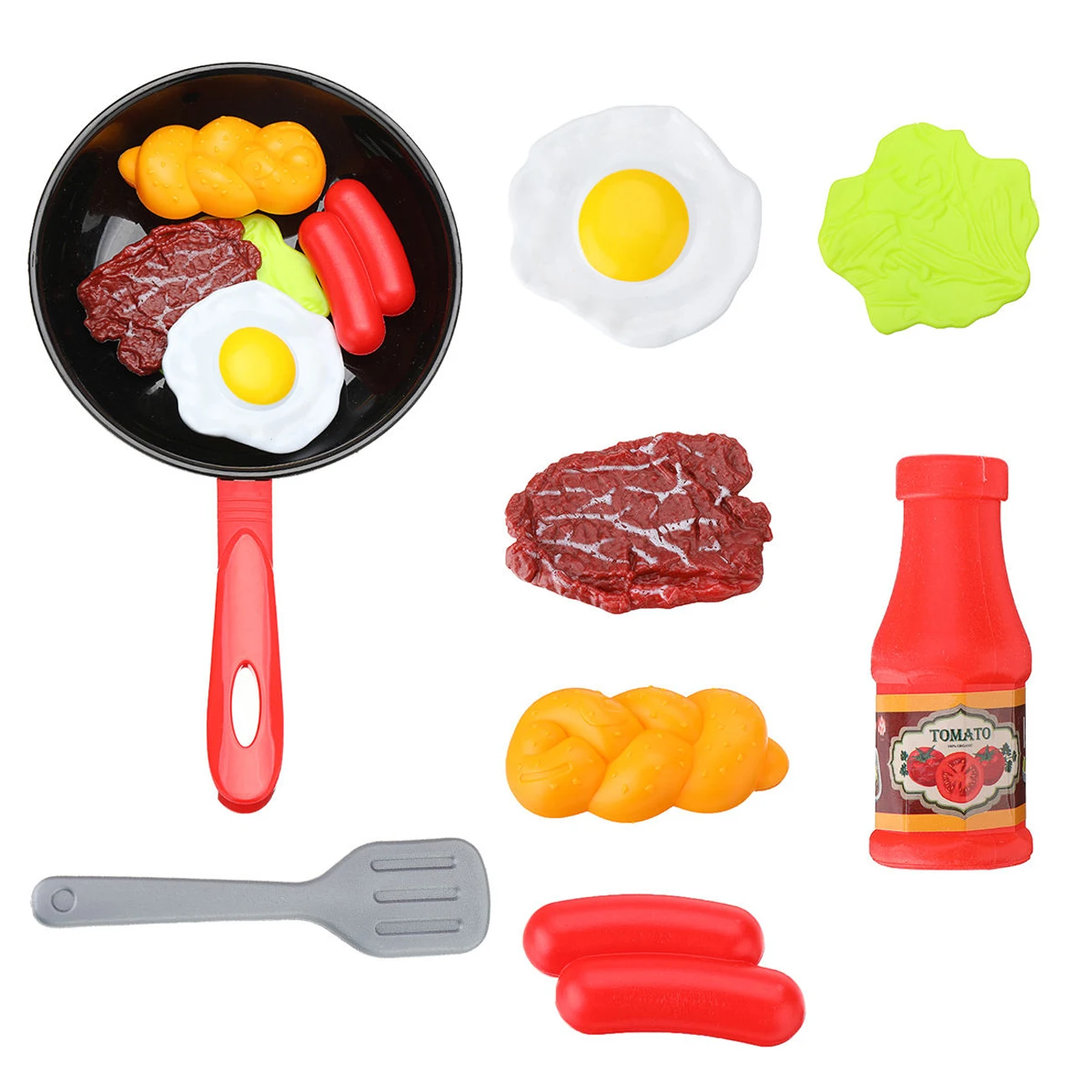 

8PCS Kitchen Food Toys Simulation Kitchenware Play Set Pretend Play Pot Steak Vegetable Bread Hot Dog Omelette Children Girl Toy