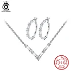 ORSA JEWELS S925 романтическое ожерелье набор серег-колец для женщин из стерлингового серебра Свадебный комплект ювелирных изделий для помолвки AAAA кубический циркон SS55