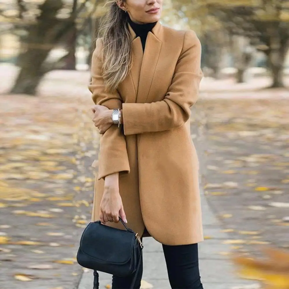 Кашемировое шерстяное Женское зимнее пальто больших размеров модное офисное
