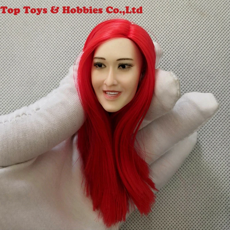 

1/6 scale Asian girl woman Pale Head Sculpt with red hair head Model Toy Fit for 12" Figure body