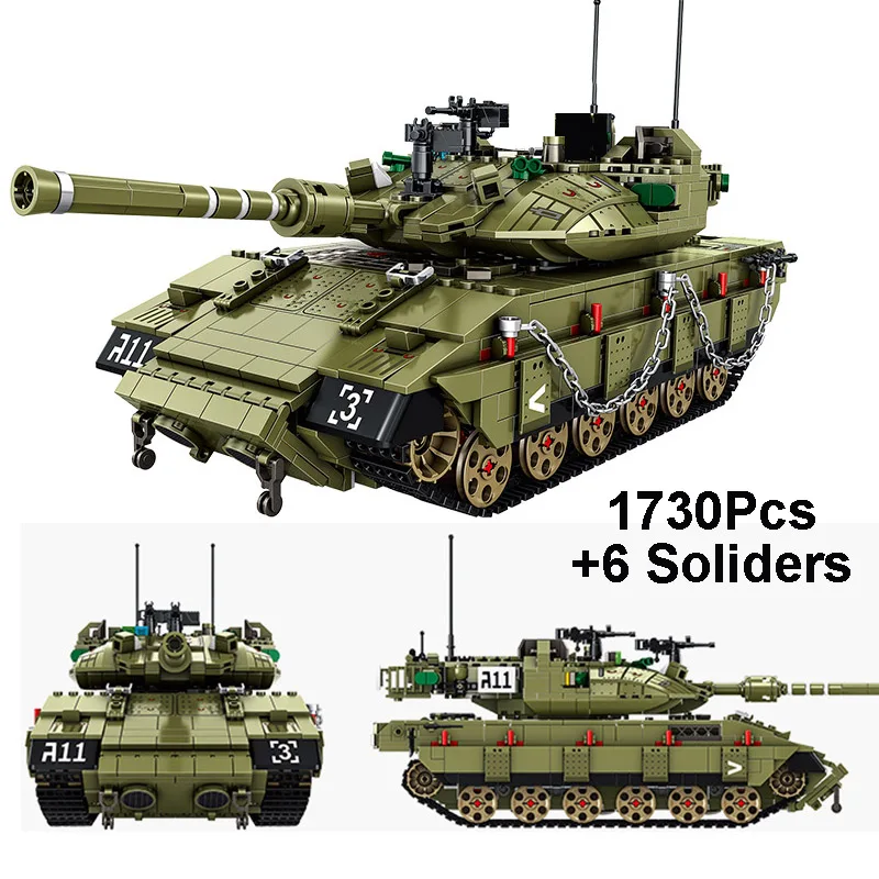 

1730 шт военные серии Меркава MK4 главный боевой танк модель строительные блоки WW2 реальное оружие солидники фигурки кирпичи игрушки подарки