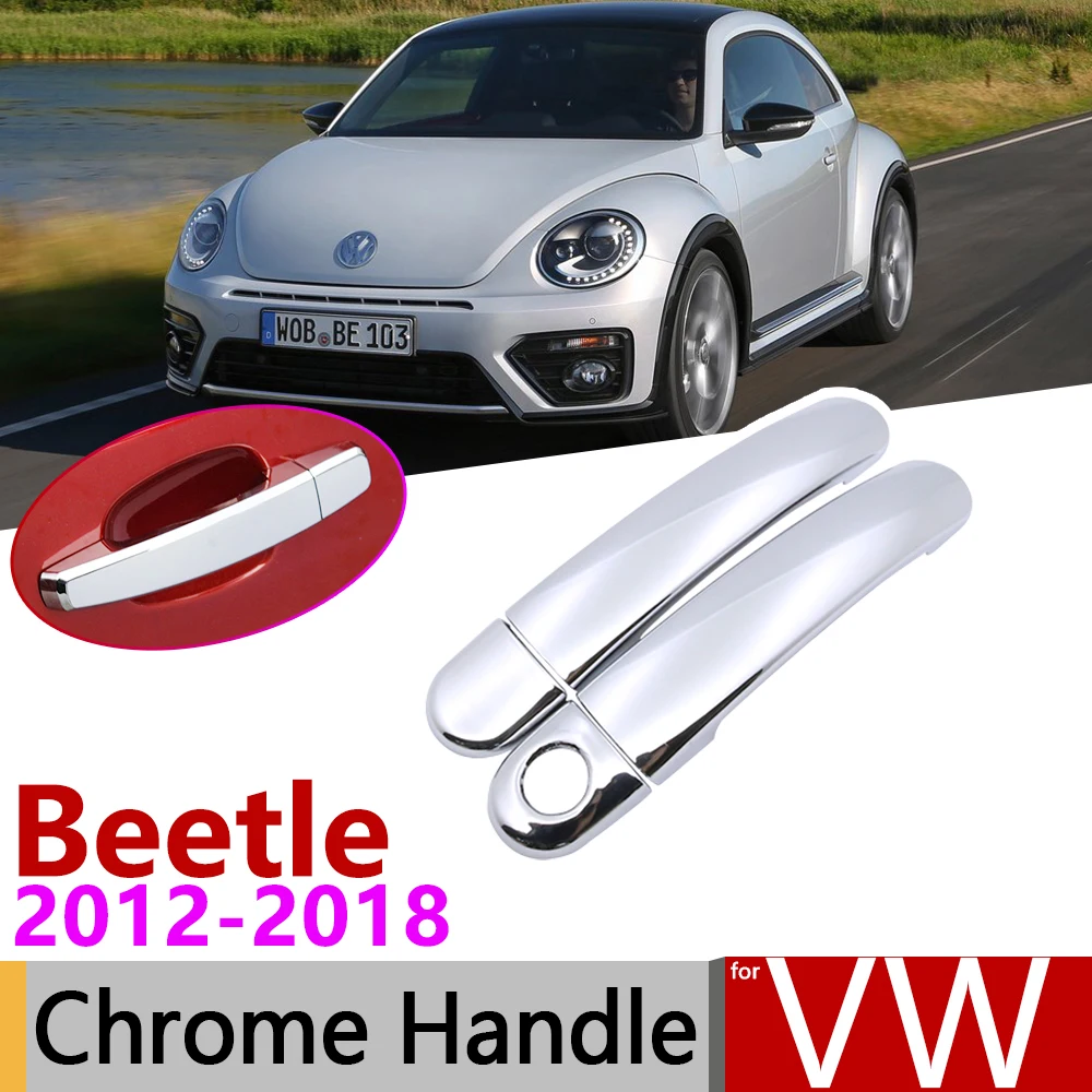 for Volkswagen VW Beetle New Beetle 2012~2018 Chrome Door Handle Cover Car Accessories Stickers Trim Set 2013 2014 2016 2017