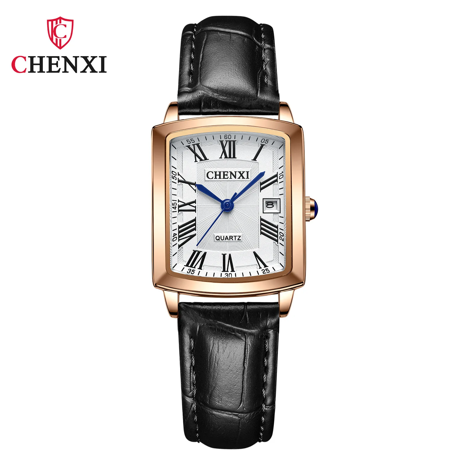 

New Fashion Square Design Women Quartz Watches Genuine Leather Rose Gold Case Elegant Ladies Watch Female Date Clock reloj mujer