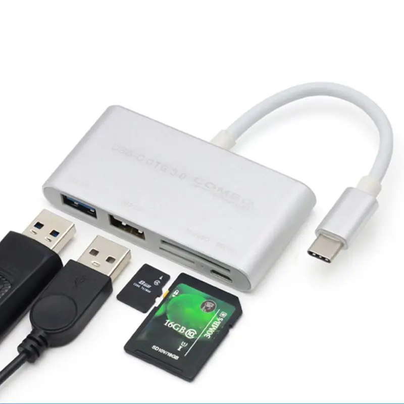 Многофункциональный USB C3.1 type-C OTG для чтения карт/USB 3,0 концентратор/SD/TF адаптер для ноутбуков type C