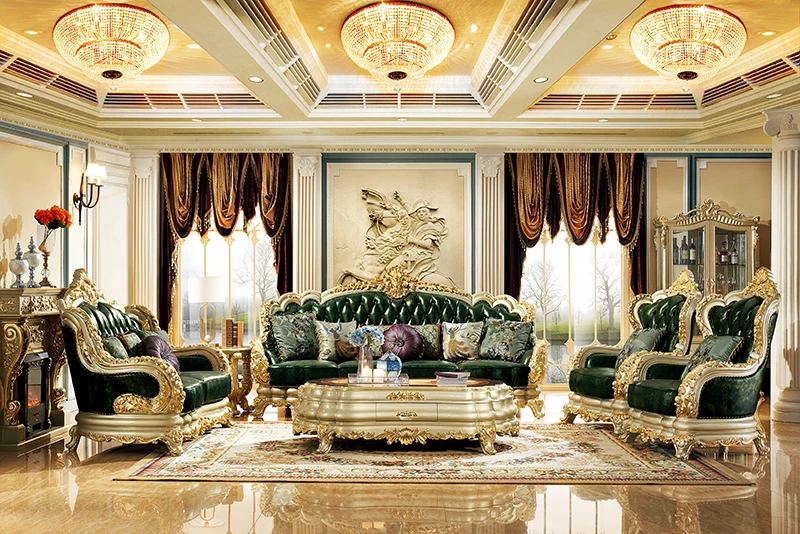 Французский античный барочный стиль ручной работы стеклянный кофейный столик из