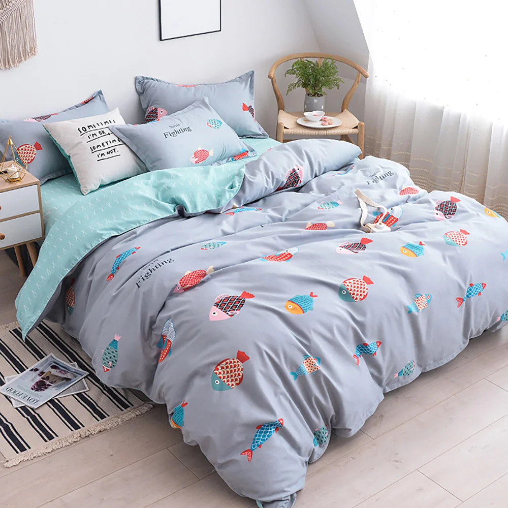 Thumbedding Pine Bedding Set Cartoon Mountain Innovation King Size Duvet Cover Blue Queen Full Twin Single Unique Design Bed | Дом и сад