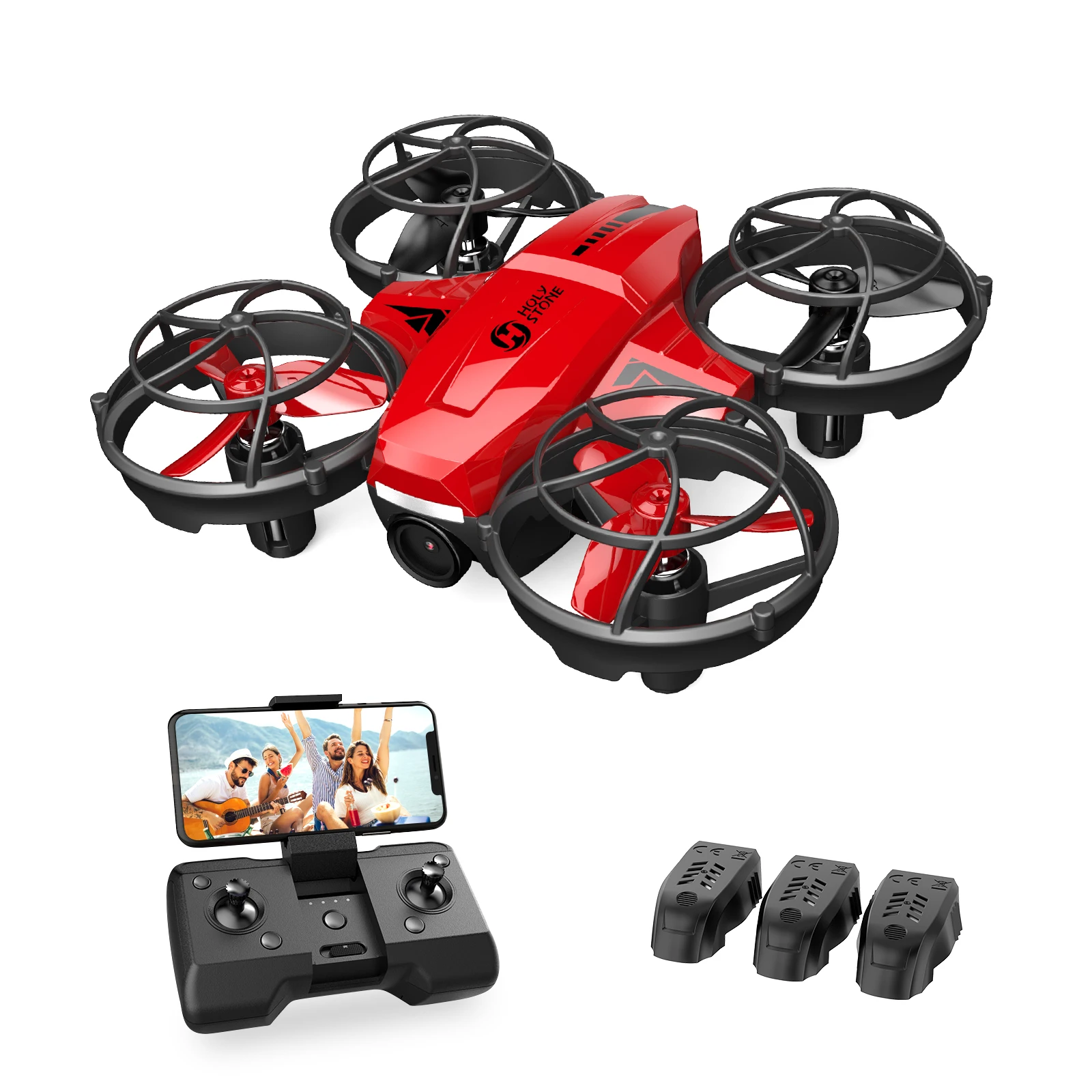 Holy Stone-Mini Dron con c&aacute;mara HD FPV para ni&ntilde;os, adultos y principiantes, cuadric&oacute;ptero RC de bolsillo con 3 bater&iacute;as, lanzamiento al lanzamiento, HS420-0